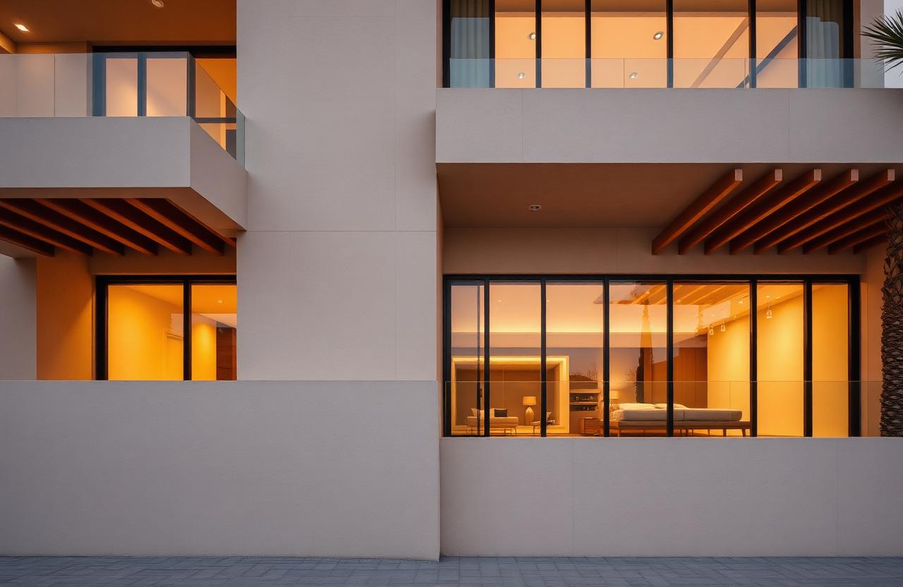 Modern Dubai villa exterior at dusk